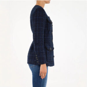 Áo Khoác Nữ Dạ Tweed Cổ Tròn Cài Khuy Đơn Phong Cách Cổ Điển Sang Trọng - Ảnh 3