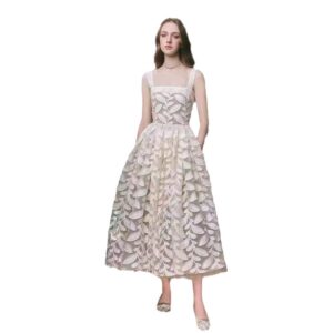 Đầm Dự Tiệc Nữ Hai Dây Hoa 3D 2026 Thiết Kế Cầu Kỳ Thanh Lịch Đầm Liền Thân Nữ Tính Phong Cách Tiểu Thư - Ảnh 5