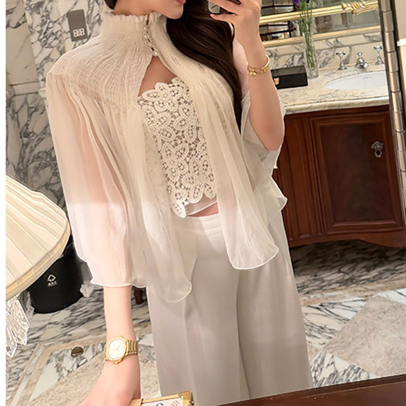 Set 2 Mảnh Nữ Phong Cách Pháp Áo Yếm Thêu Họa Tiết Cung Điện Sang Trọng
