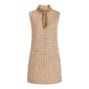 Váy Tweed Nữ Thu Đông Thiết Kế Sang Trọng Đính Cườm Dáng Tiểu Thư Thanh Lịch - Ảnh 5
