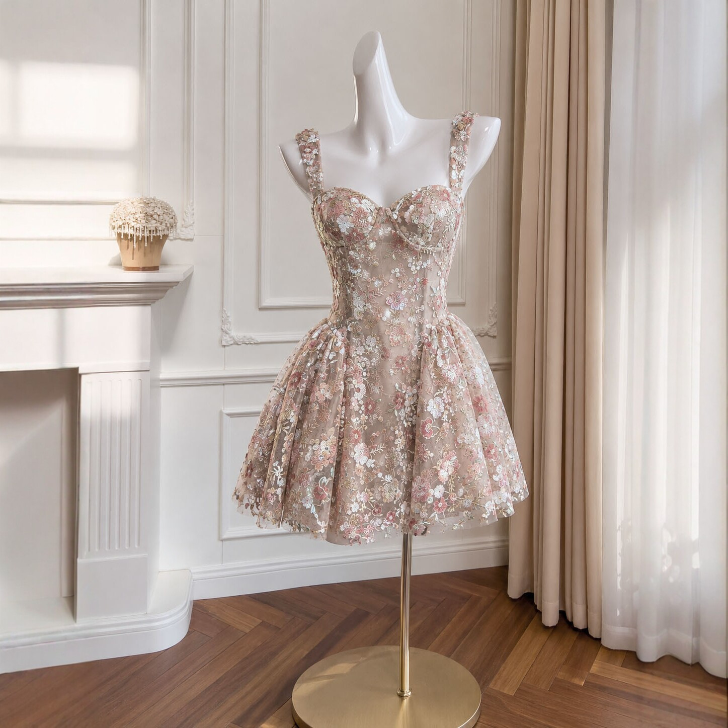 Đầm Nữ Phong Cách Pháp Thêu Sequin Sang Trọng Dáng Nhẹ Thanh Lịch - Ảnh 3