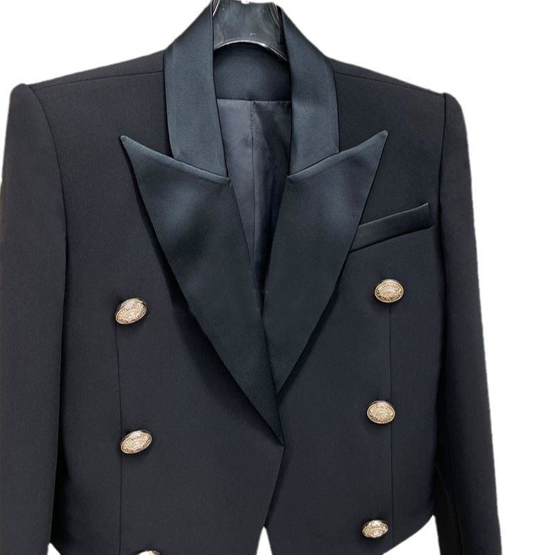 Áo Blazer Nữ Dáng Ngắn Hai Hàng Khuy Thanh Lịch Tôn Dáng Công Sở - Ảnh 5
