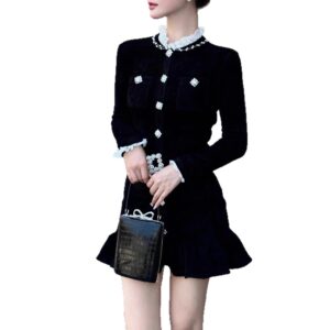 Đầm Nữ Nhung Đen 2026 Phối Ren Phong Cách Pháp Hepburn Thanh Lịch Sang Trọng - Ảnh 5