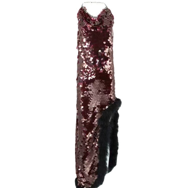 Đầm Dự Tiệc Nữ Đỏ Rượu Đính Sequin Hở Lưng Ôm Dáng Tôn Eo Sang Trọng Quyến Rũ - Ảnh 5