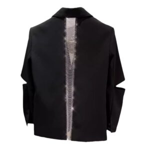 Áo Blazer Nữ Đen 2026 Thiết Kế Hở Lưng Cut Out Phối Dây Xích Dáng Rộng Thời Trang Cá Tính - Ảnh 5