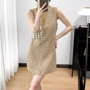 Váy Tweed Nữ Thu Đông Thiết Kế Sang Trọng Đính Cườm Dáng Tiểu Thư Thanh Lịch - Ảnh 2