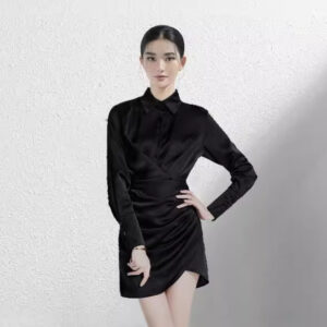 Đầm Sơ Mi Nữ Tay Dài Satin Chiết Eo Tôn Dáng Thanh Lịch Công Sở - Ảnh 3