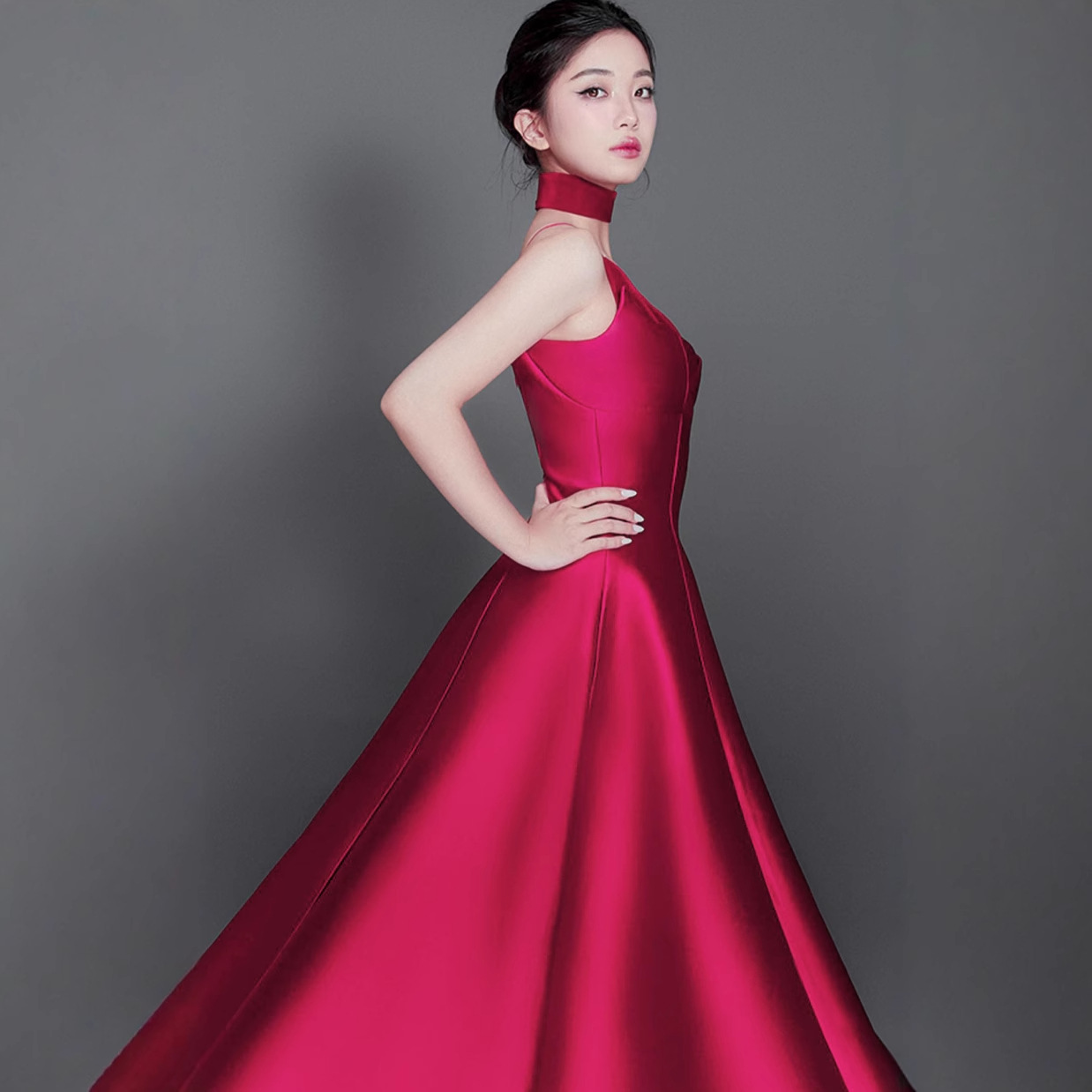 Đầm Dài Nữ Satin Hai Dây Cạp Cao Xuân Hè 2026 Dáng Sang Trọng Dự Tiệc - Ảnh 3