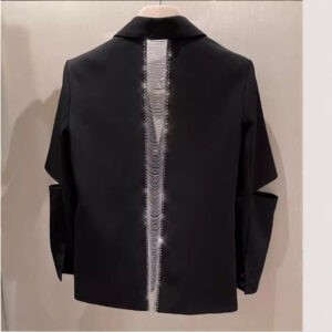 Áo Blazer Nữ Đen 2026 Thiết Kế Hở Lưng Cut Out Phối Dây Xích Dáng Rộng Thời Trang Cá Tính - Ảnh 4