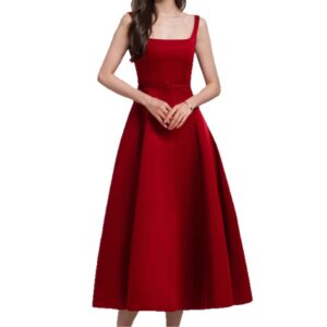 Đầm Hai Dây Nữ Màu Hồng Dáng Dài Phong Cách Pháp Thắt Eo Thanh Lịch - Ảnh 4