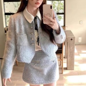 Set Đồ Nữ 2 Món Phong Cách Tiểu Hương Sang Trọng Áo Và Chân Váy Thanh Lịch