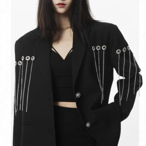 Alternative view of Áo Vest Nữ Đính Đá Cao Cấp Dáng Chiết Eo Cổ V Sâu Chất Liệu Acetate Sang Trọng