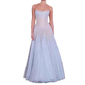 Đầm Nữ Dáng Dài Ren Lưới Đính Sequin Cổ Yếm Ôm Dáng Phong Cách Nữ Thần - Ảnh 5