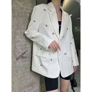 Alternative view of Áo Blazer Nữ 2026 Cổ Ve Họa Tiết Chữ Cái Đính Đá Dáng Suông Rộng Thanh Lịch