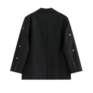 Áo Blazer Nữ 2026 Cổ Ve Họa Tiết Chữ Cái Đính Đá Dáng Suông Rộng Thanh Lịch - Ảnh 5