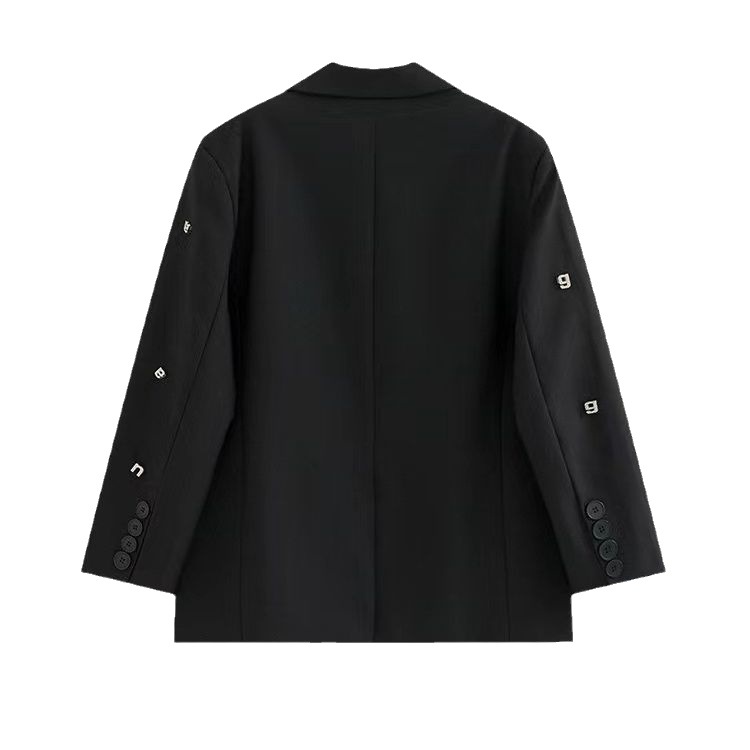 Áo Blazer Nữ 2026 Cổ Ve Họa Tiết Chữ Cái Đính Đá Dáng Suông Rộng Thanh Lịch - Ảnh 5