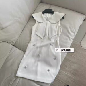 Đầm Nữ Cổ Sen Đính Đá Dáng Ngắn Thanh Lịch Sang Trọng Tôn Dáng